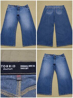 Torrid Bombshell Wide Leg Super Soft Jeans Size 30XS Medium Wash